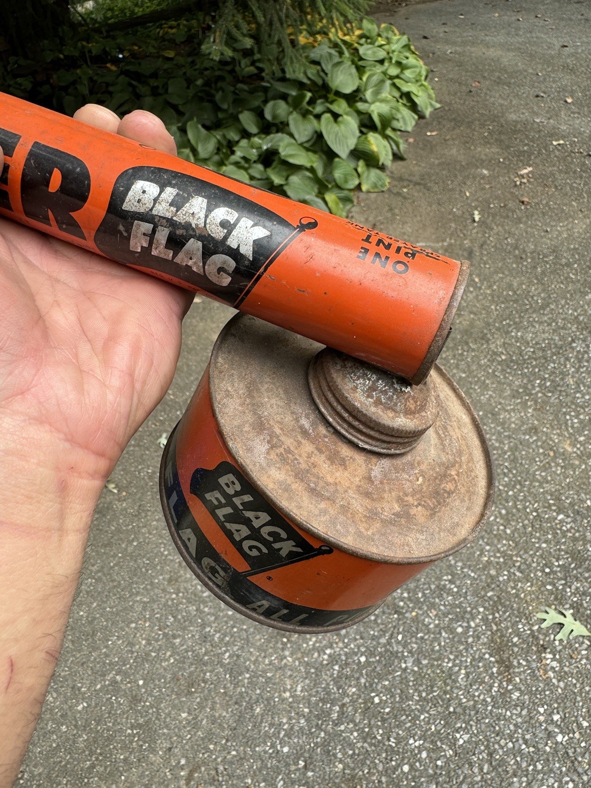 Black Flag Sprayer Boyle Midway Crawford NJ Vintage Metal Tin & Canister 1940s