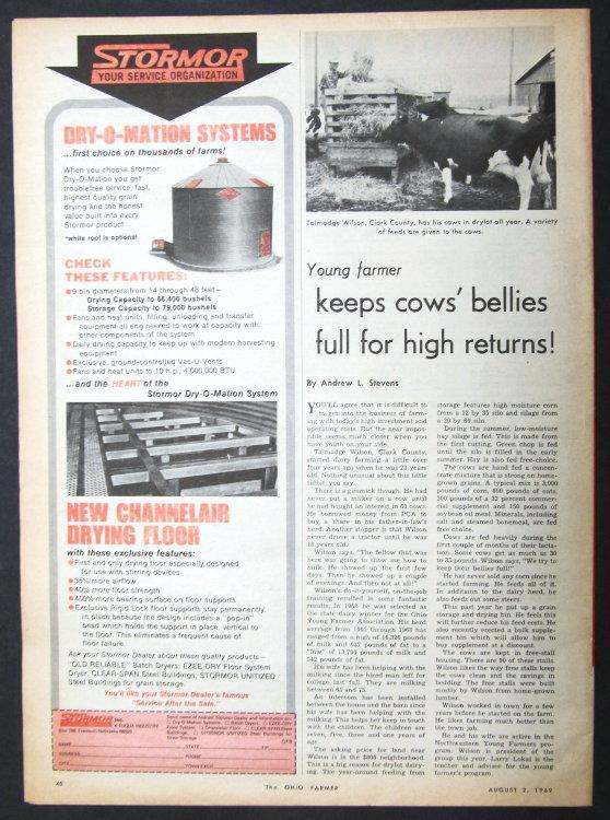 Orig 1969 Farmlife Article Featuring Talmadge Wilson of Clark County Ohio