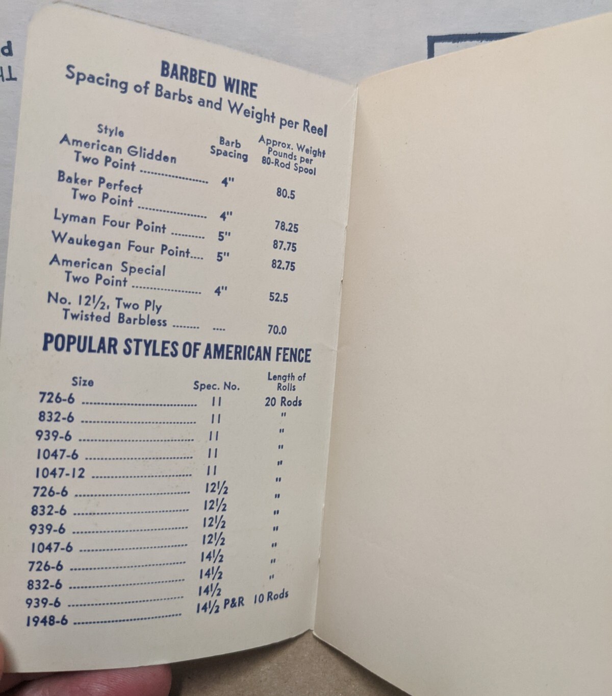 1953 USS American Fence Steel & Wire Pocket Notebook Green Bay Lumber Creston IA