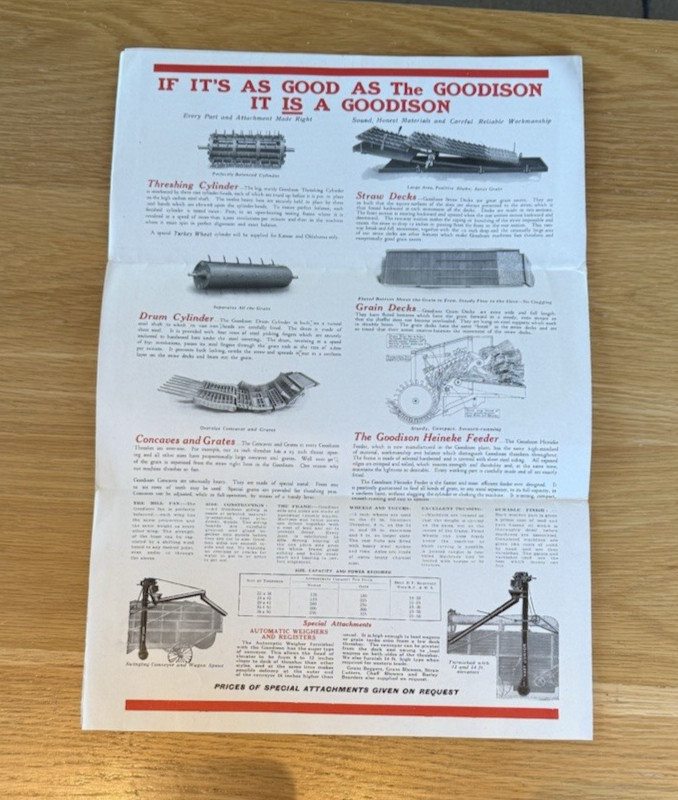 Original 1920s Goodison Threshing Machine Advertising Brochure – Agricultural