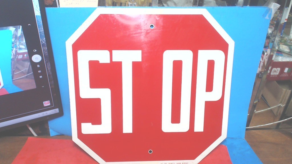 Vintage- Farm Bureau & Stop Sign- 15&Prime; X 15&Prime;-RED & WHITE– Metal Sign