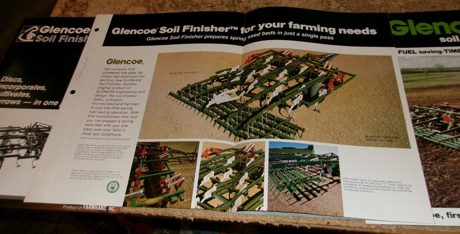3-lot vintage glencoe soil finisher 2 + 3 page brochures in good shape used