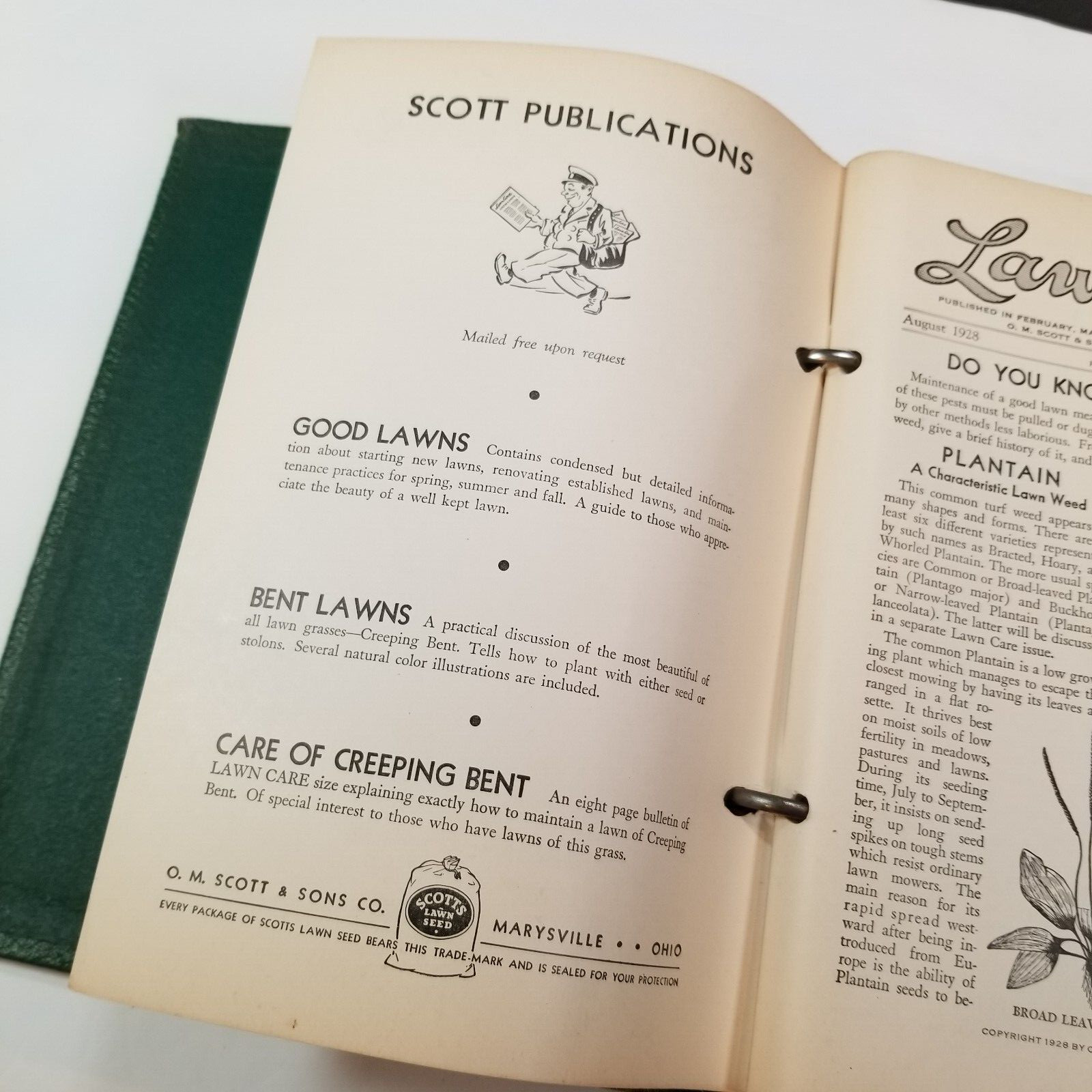 Vintage Scotts Lawn Care Binder Copyright 1937 O M Scott & Sons Co Marysville OH