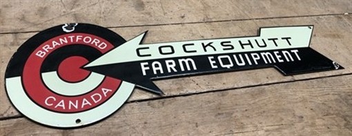Cockshutt Farm Equipment Sign Porcelain Metal Advertising, Brantford Canada A