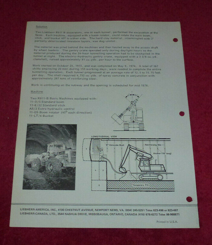 Vintage Liebherr Job Report #116 R911 Backhoe Frankfurt Germany