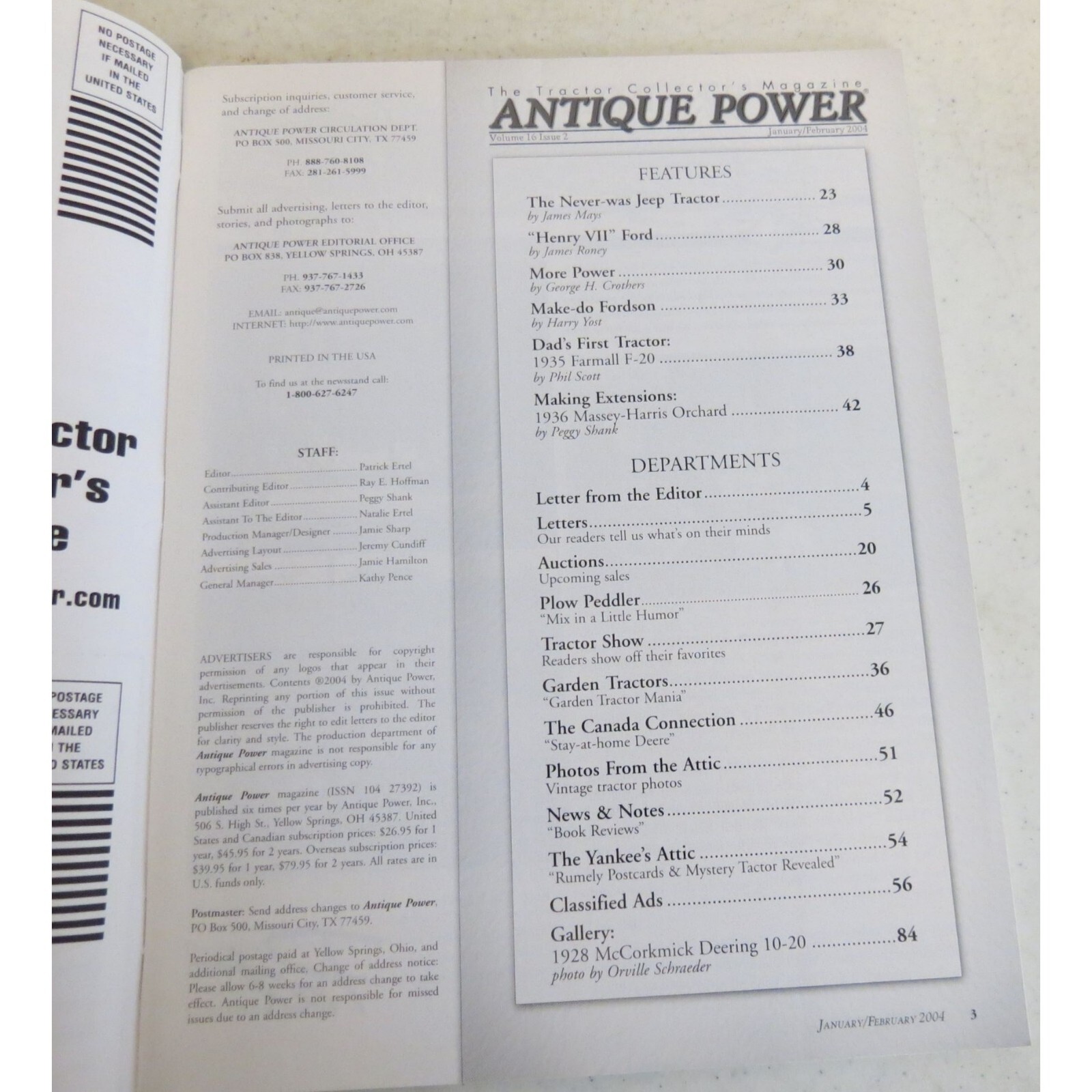 Jan/Feb 2004 Antique Power Tractor Collector&rsquo;s Magazine 1935 Farmall F-20 Jeep