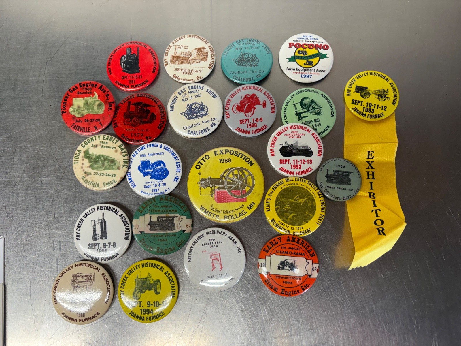 Collection Of Vintage Tractor & Steam Engine Show Pins Steam O Rama Hay Creek