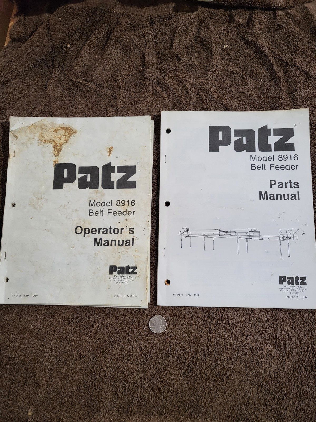 1990 Vintage Patz 8916 Barn Belt Feeder MANUALS Parts & Operators – Pound, WI.