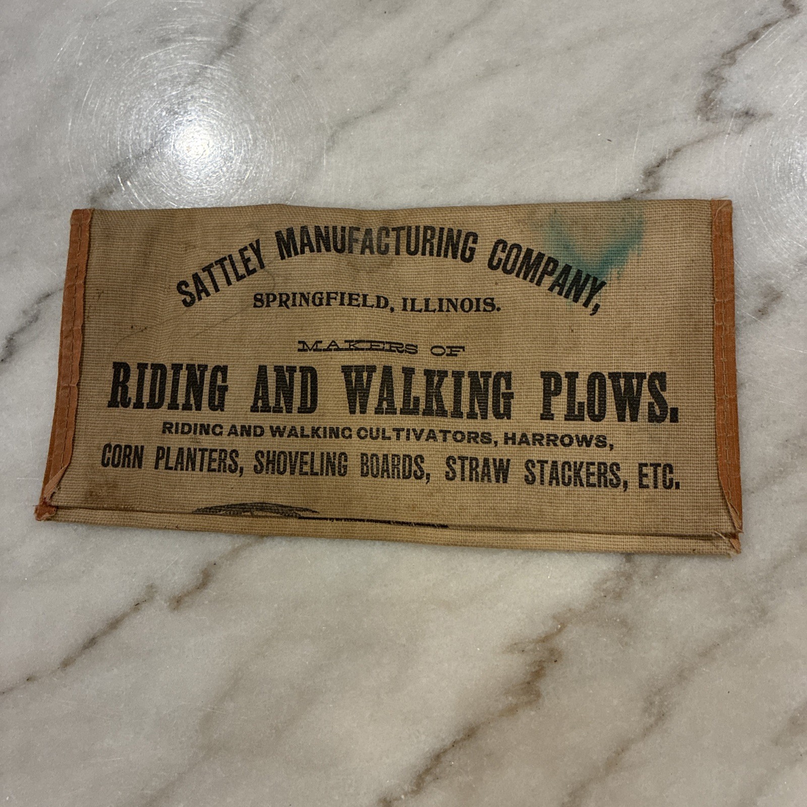 Antique Vintage SATTLEY MANUFACTURING ADVERTISING POUCH WITH 1898 CALENDAR