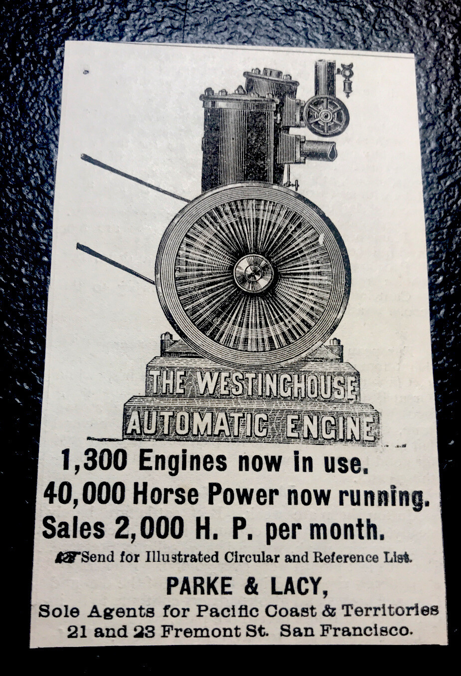 1886 Westinghouse Auto Engine Farm Advertising – San Francisco – California