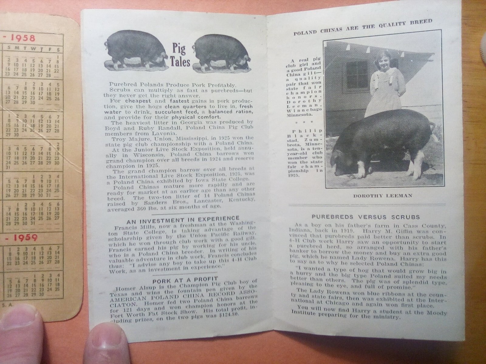 1926 BOYS&rsquo; & GIRLS&rsquo; PIG CLUBS BOOKLET & 1958 ARMOUR FERTILIZERS BOOKLET
