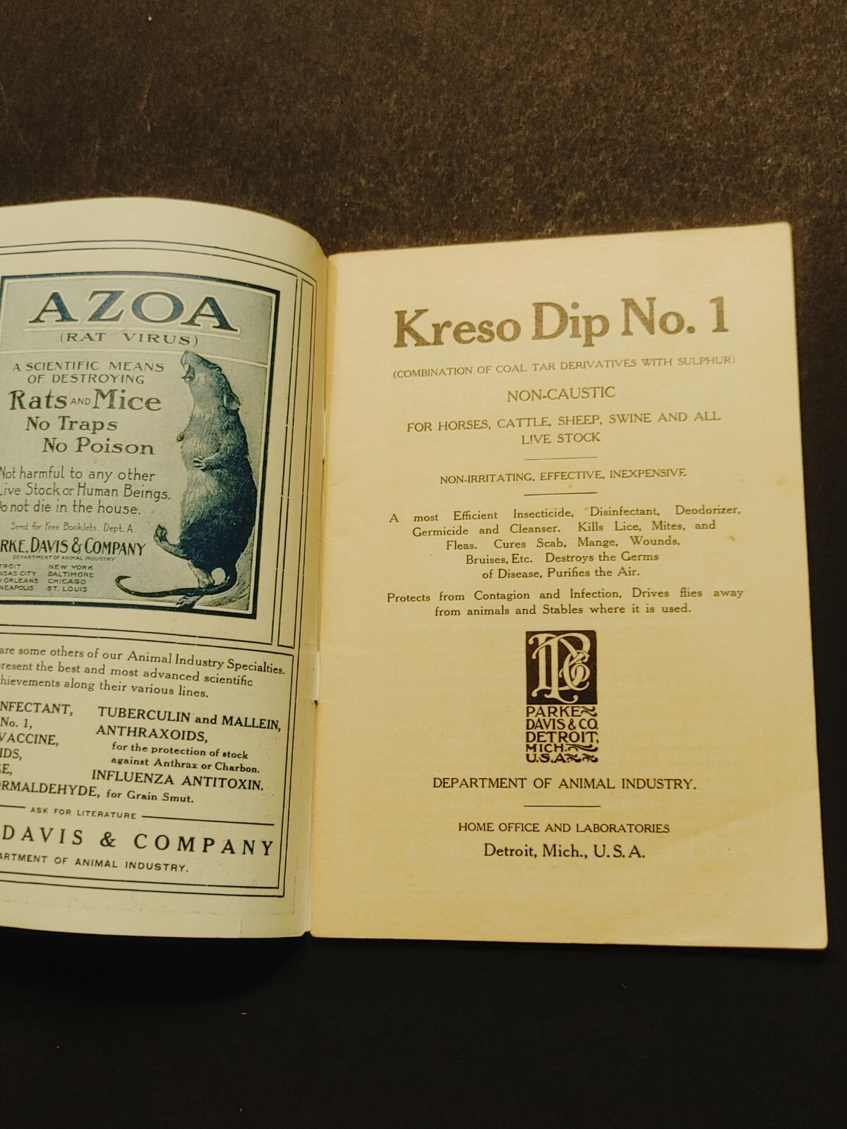 Rare Kreso Dip No 1 Insecticide Disinfectant Germicide Brochure Farm Sanitation