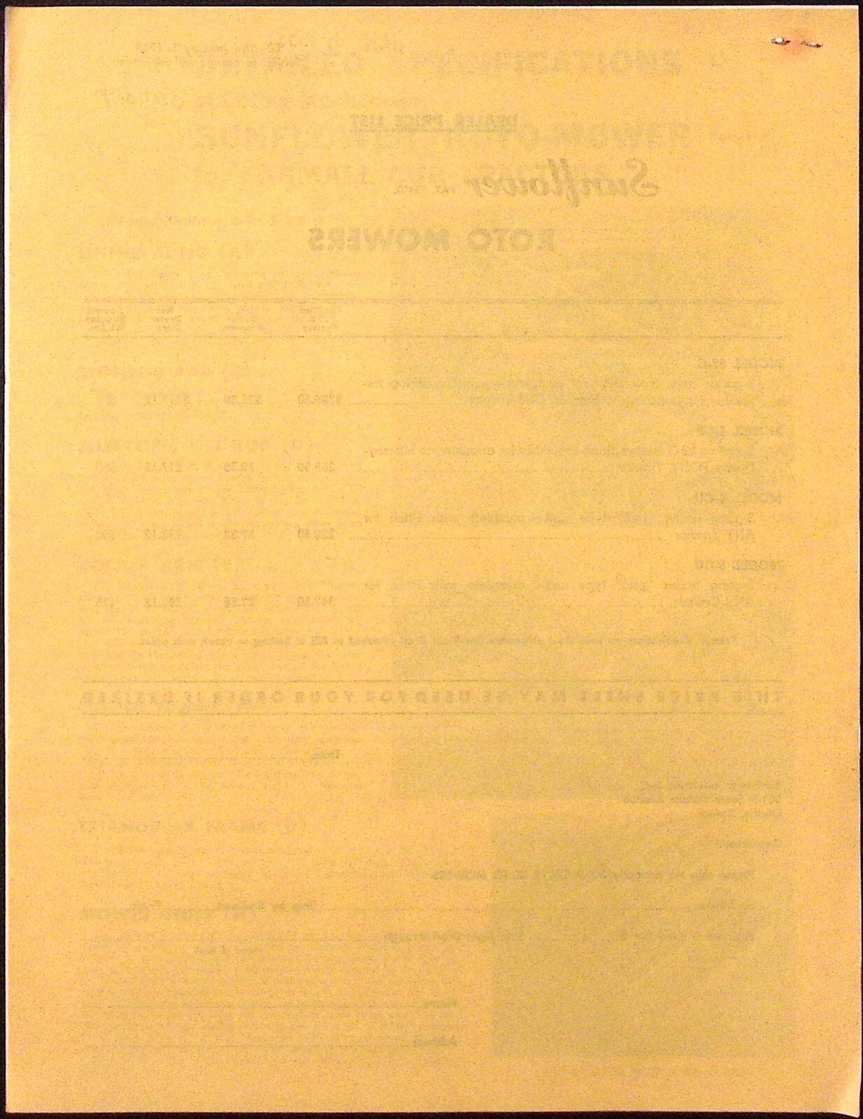 1953 Sunflower Roto Mower Model 4 Model 5 Brochure Sunflower Industries Olathe