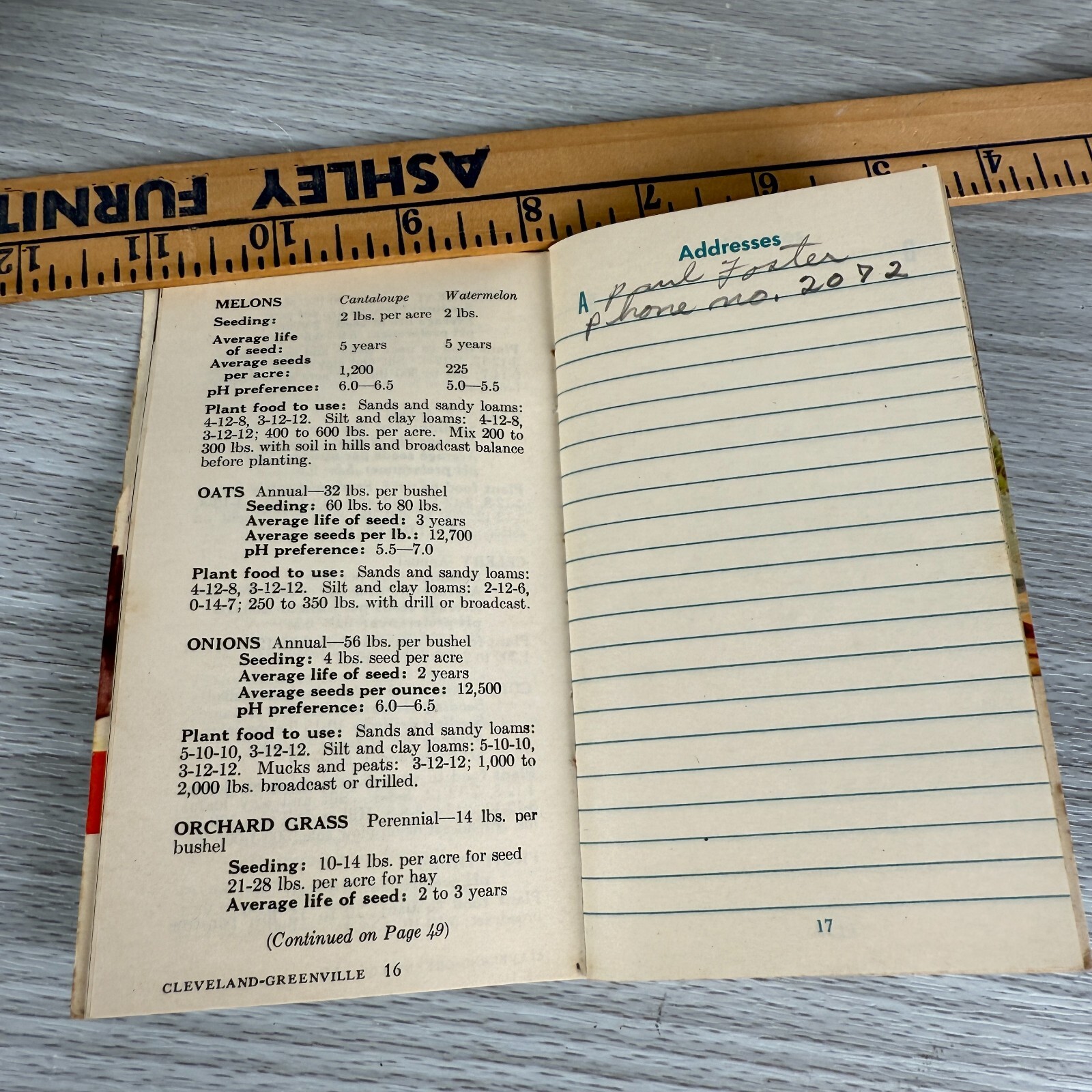 Vtg Notebook 1951 Swifts Plant Food Ag Pocket Book Food Service USED w/ WRITING