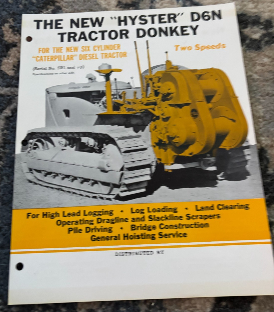 Hyster D6N Tractor Donkey For Caterpillar Diesel Tractor Brochure DCPA25