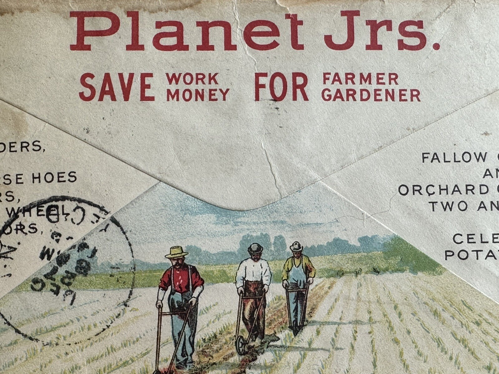 Vintage Planet Jr Farm Plow Hoe Cultivator Seed Antique Color Advertising Cover