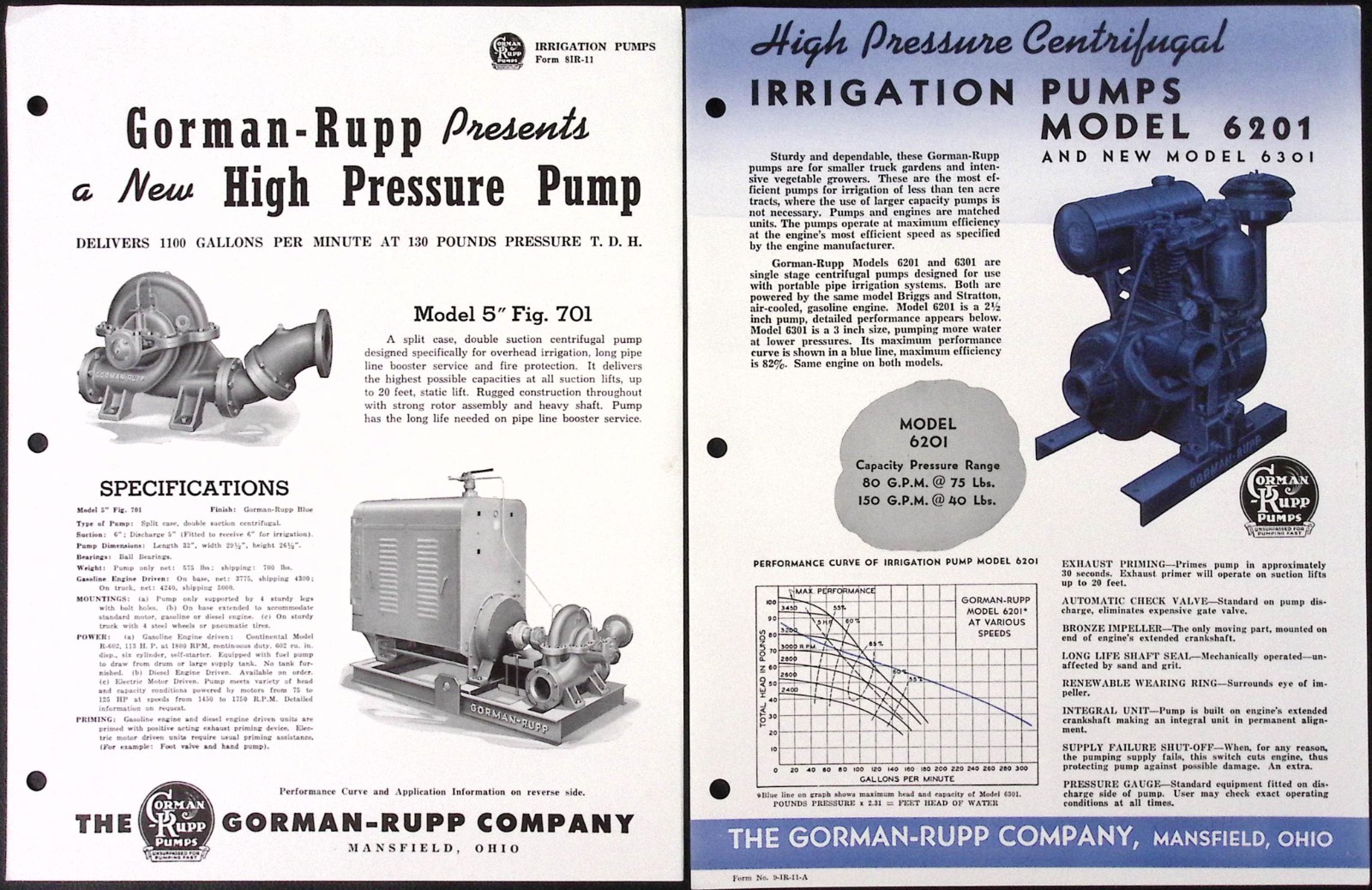 1954 Irrigation Pumps Brochure Gorman-Rupp Company Mansfield OH