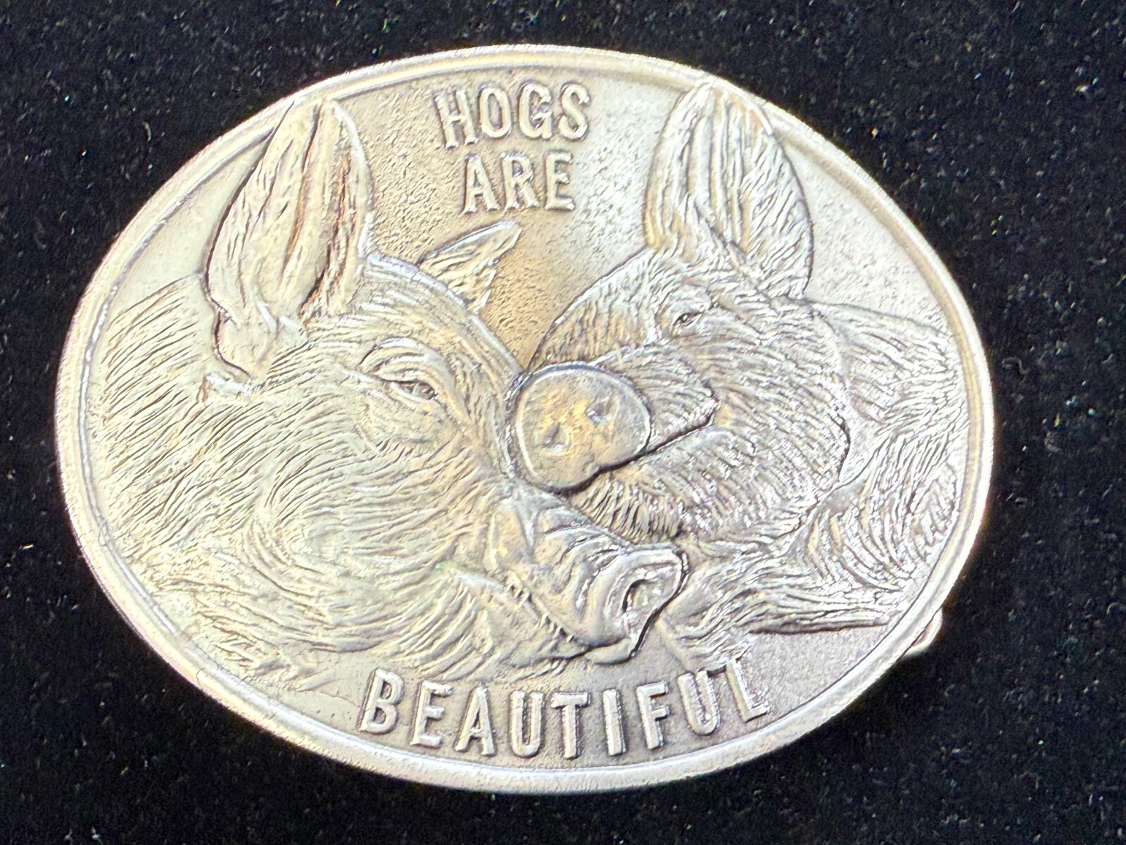 HOGS ARE BEAUTIFUL National Pork Producers Council VTG 1975 Lewis Belt Buckle