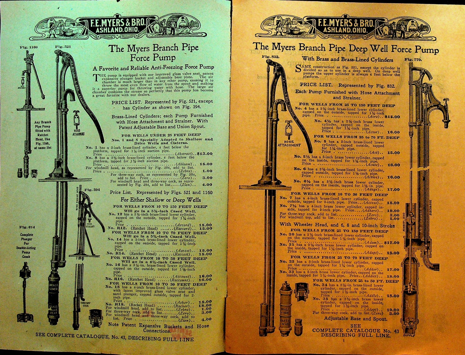 FE Myers & Bro Ashland Pump & Hay Tool Works Catalog ca 1910 Myers Branch