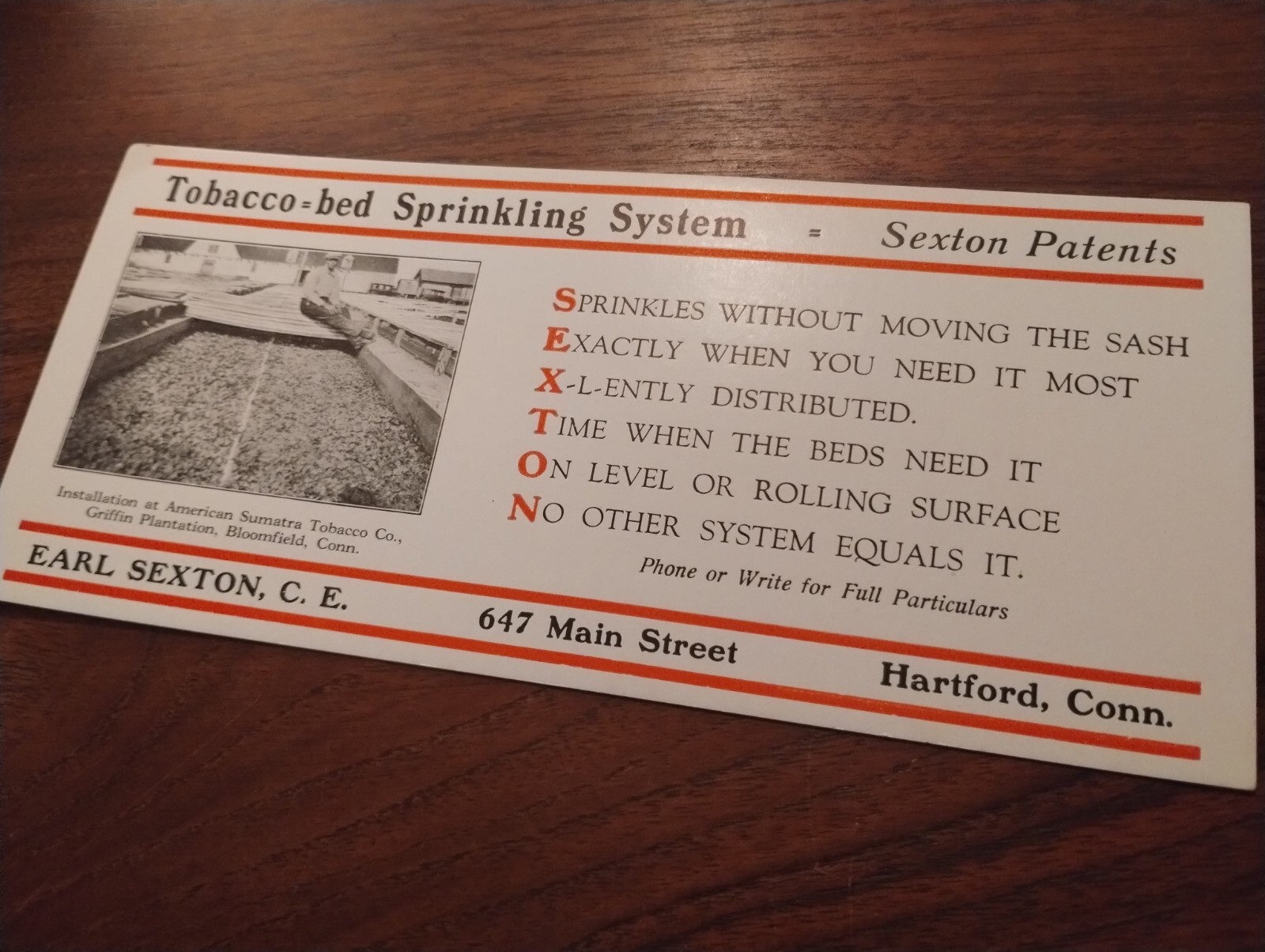Sexton Tobacco 1950s Garden Sprinkling Mailer Advertising CT TOBACCO HISTORY