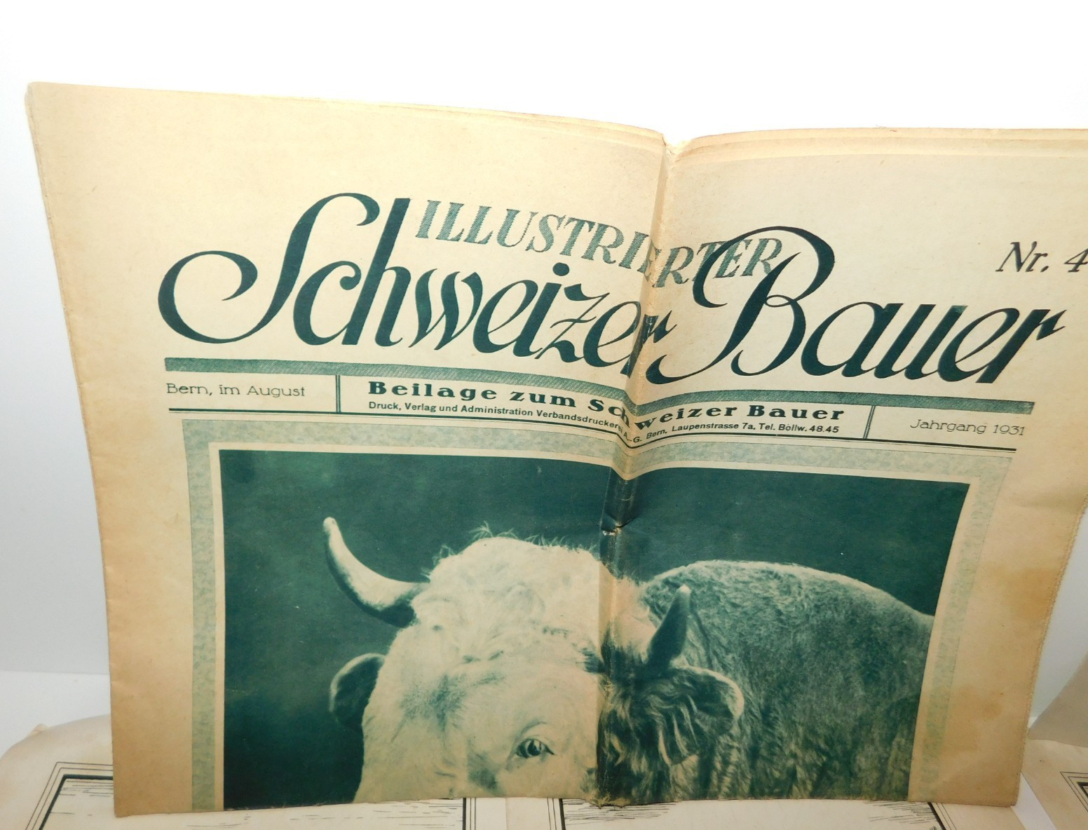VINTAGE 1920&rsquo;S SWISS CATTLE PAMPHLETS & 1931 SCHWEIZER BAUER PAPER TRACTOR ADS