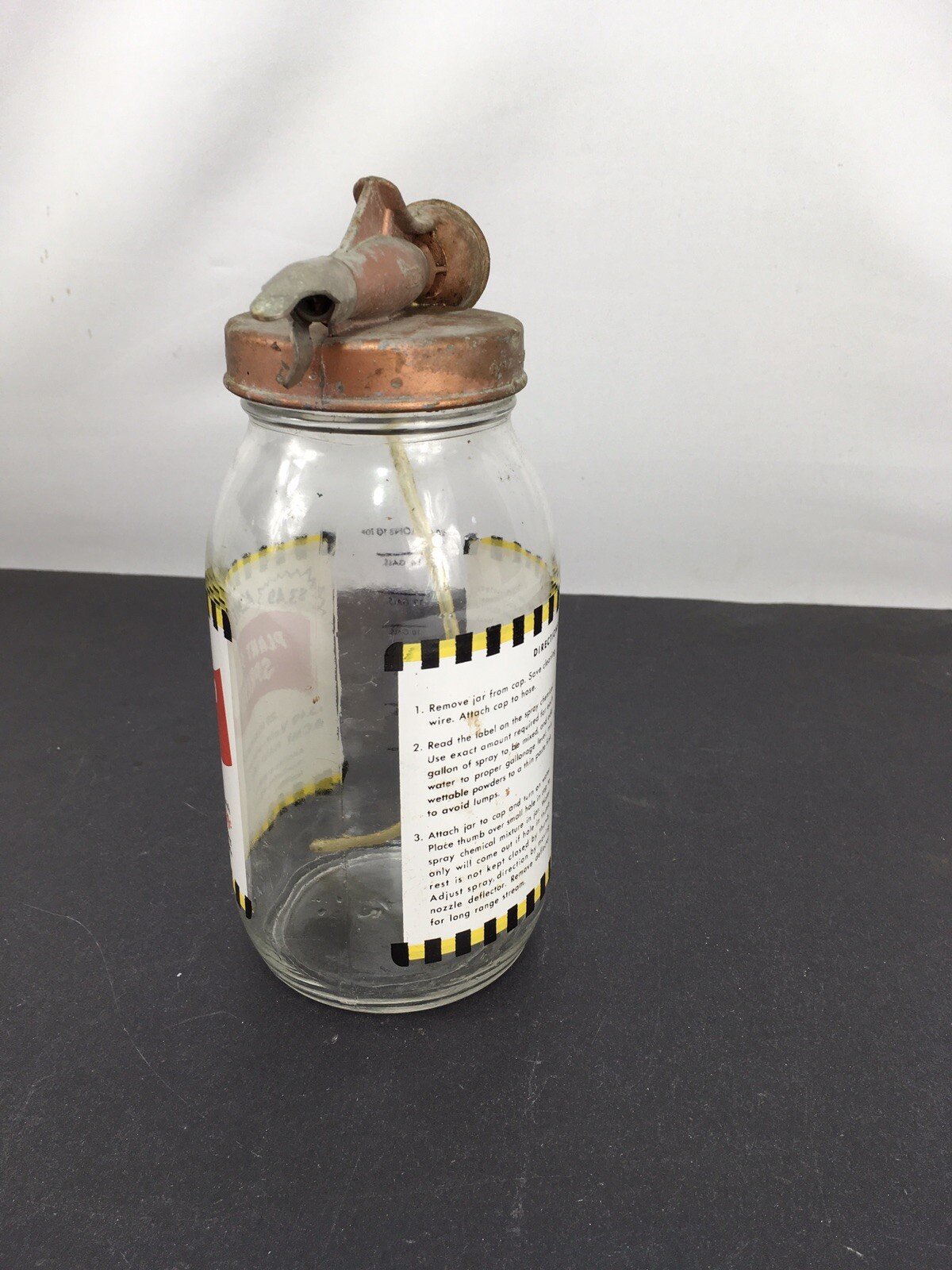 Acme Vintage Advertising Even Flow Plant Food Lawn Sprayer Glass Jar Hose