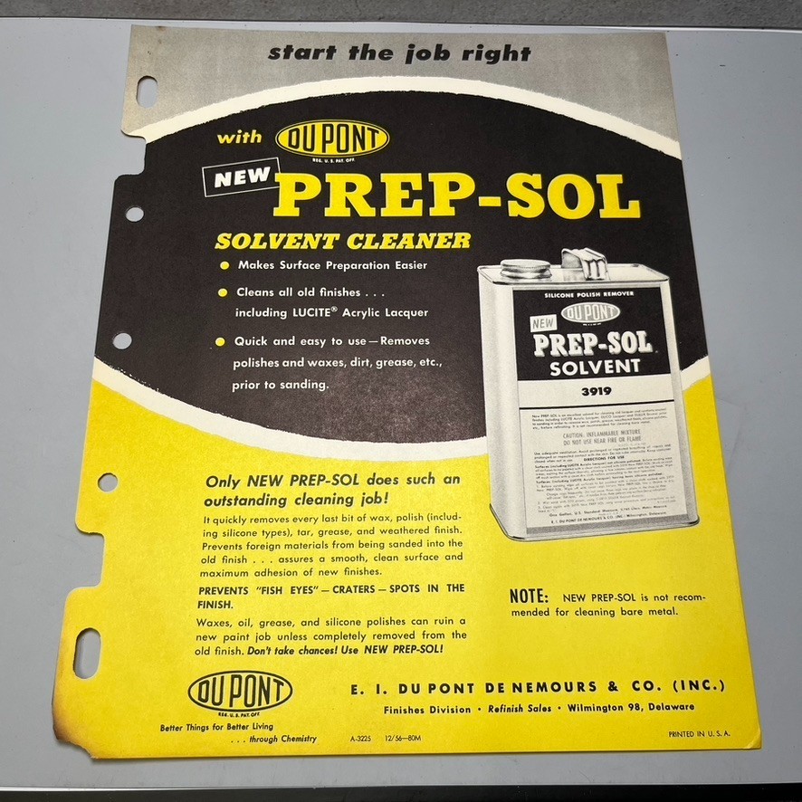 Vintage DU PONT Car Paint Automotive Prep-Sol Solvent Sales Booklet & Mailer