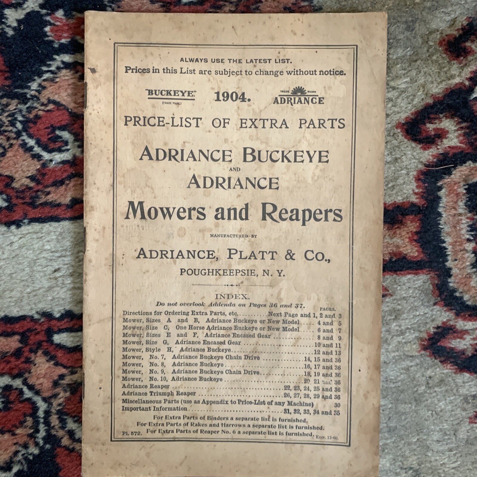 1904 Adriance Buckeye and Adriance Mowers and Reapers Catalog. Rare