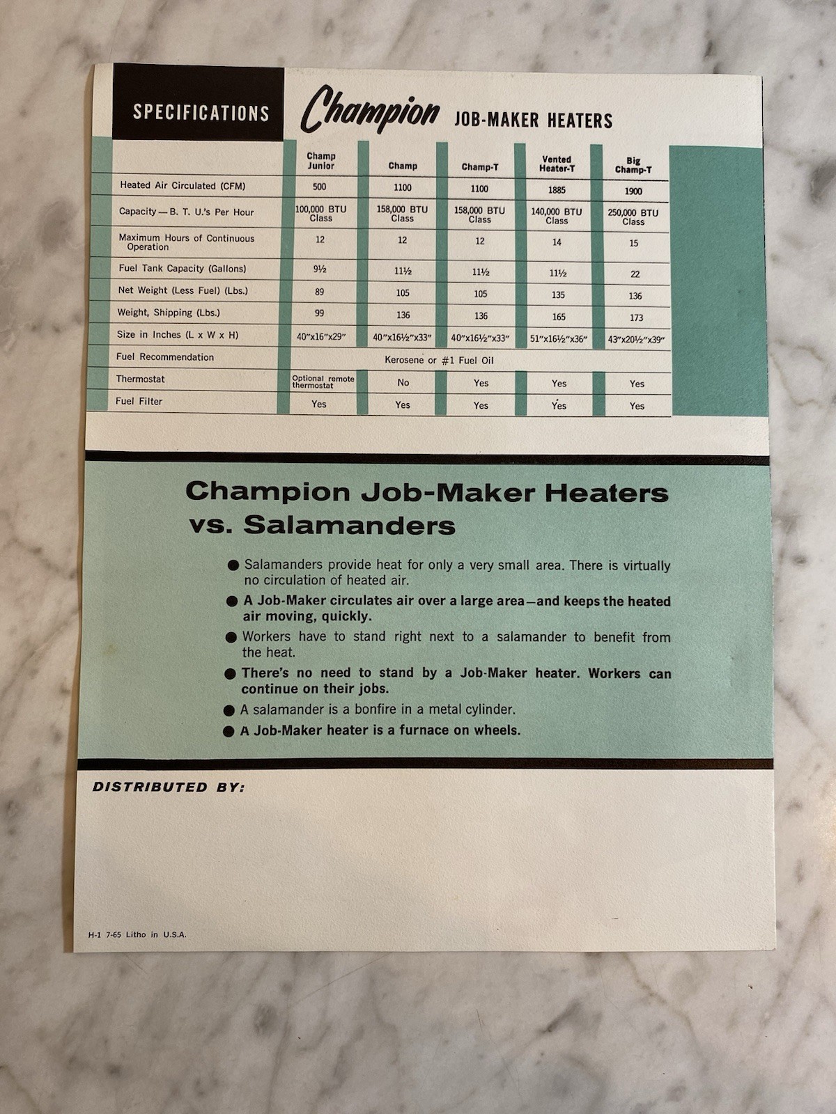 Vintage Original Champ-Heaters Advertisements, Brochures & Signs 1964-65
