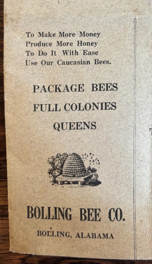 1934 BOLLING BEE CO. APIARY TRADE CATALOG QUEENS CAUCASIAN BEES HONEY BOLLING AL