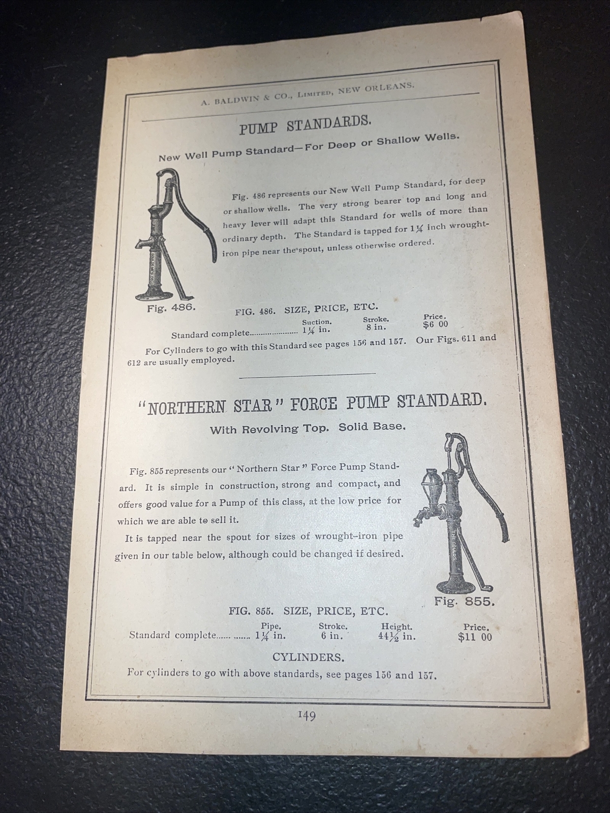 1891 Baldwin – Goulds Northern Star Well Pump – Farm Advertising – New Orleans