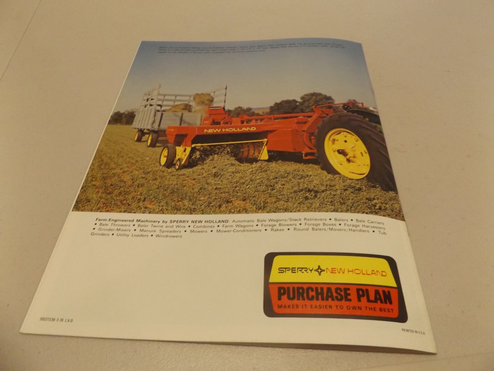SPERRY RAND NH 14×18 BALERS 273 276 320 , LIT #31027338 3-76 L.V.O.