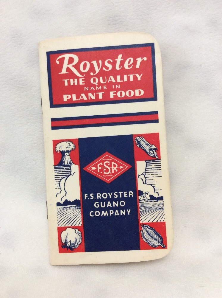 VINTAGE 1959 F.S. ROYSTER FERTILIZERS -Farmer&rsquo;s Note Pad w/Calendars