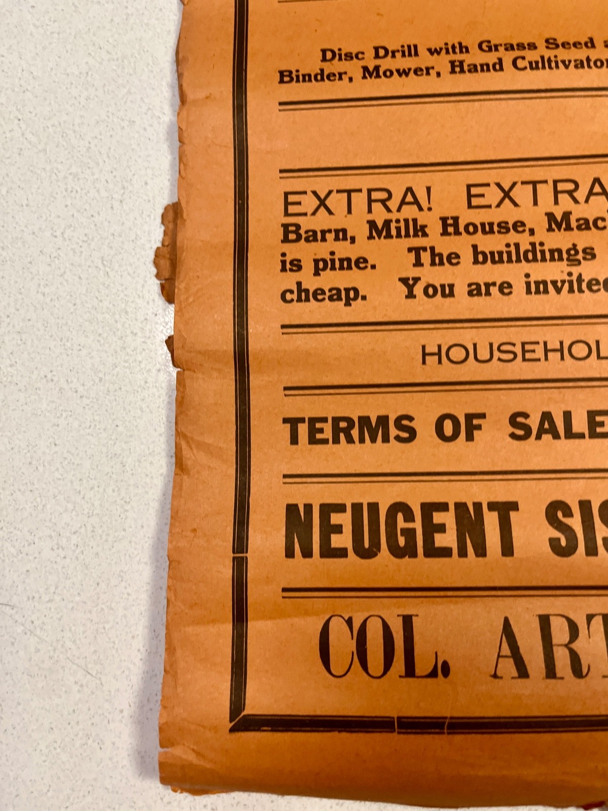 3 Antique Wisconsin Farm Auction Broadsides Neugent Sisters Stevens Point WI