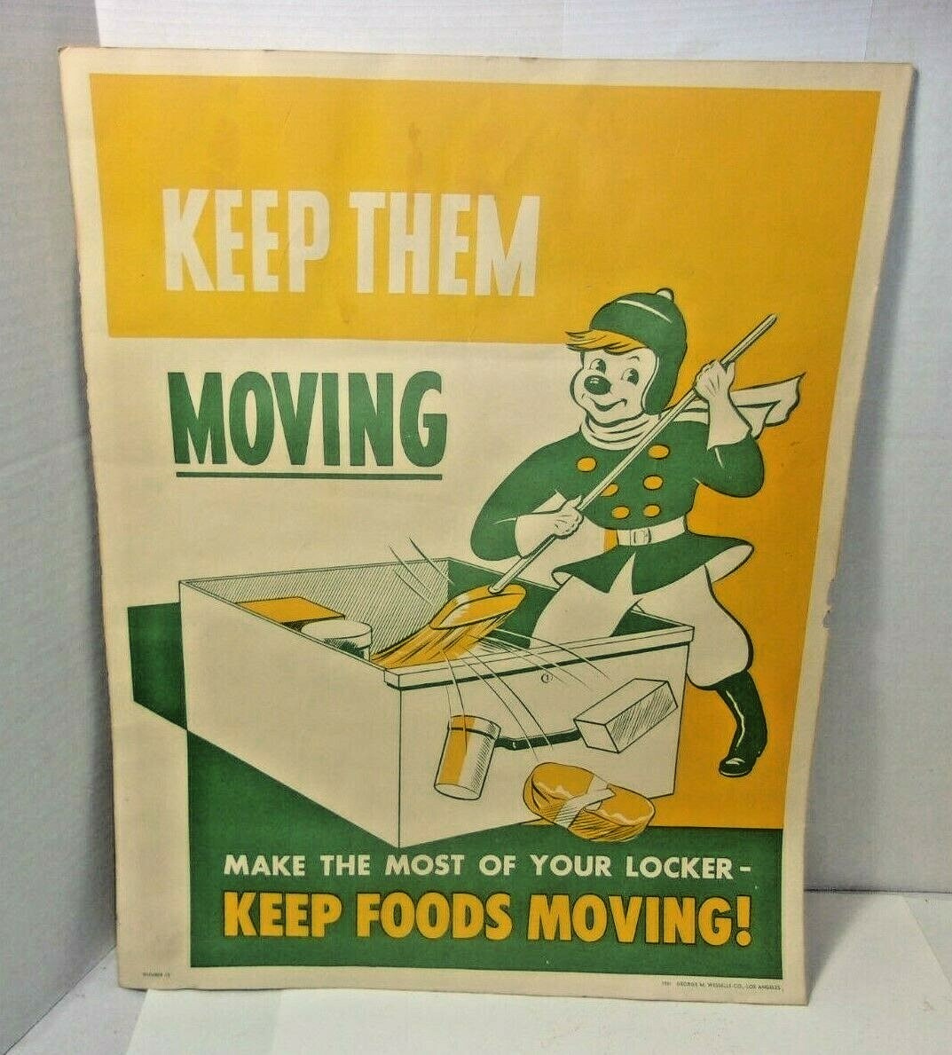 1950&rsquo;s Vintage Meat Locker Butcher Shop Ad Farm Cattle Beef Paper Sign Poster