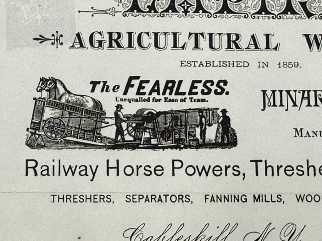 1881 FEARLESS Railway Horse Powers EMPIRE AGRICULTURAL Advertising COBLESKILL NY