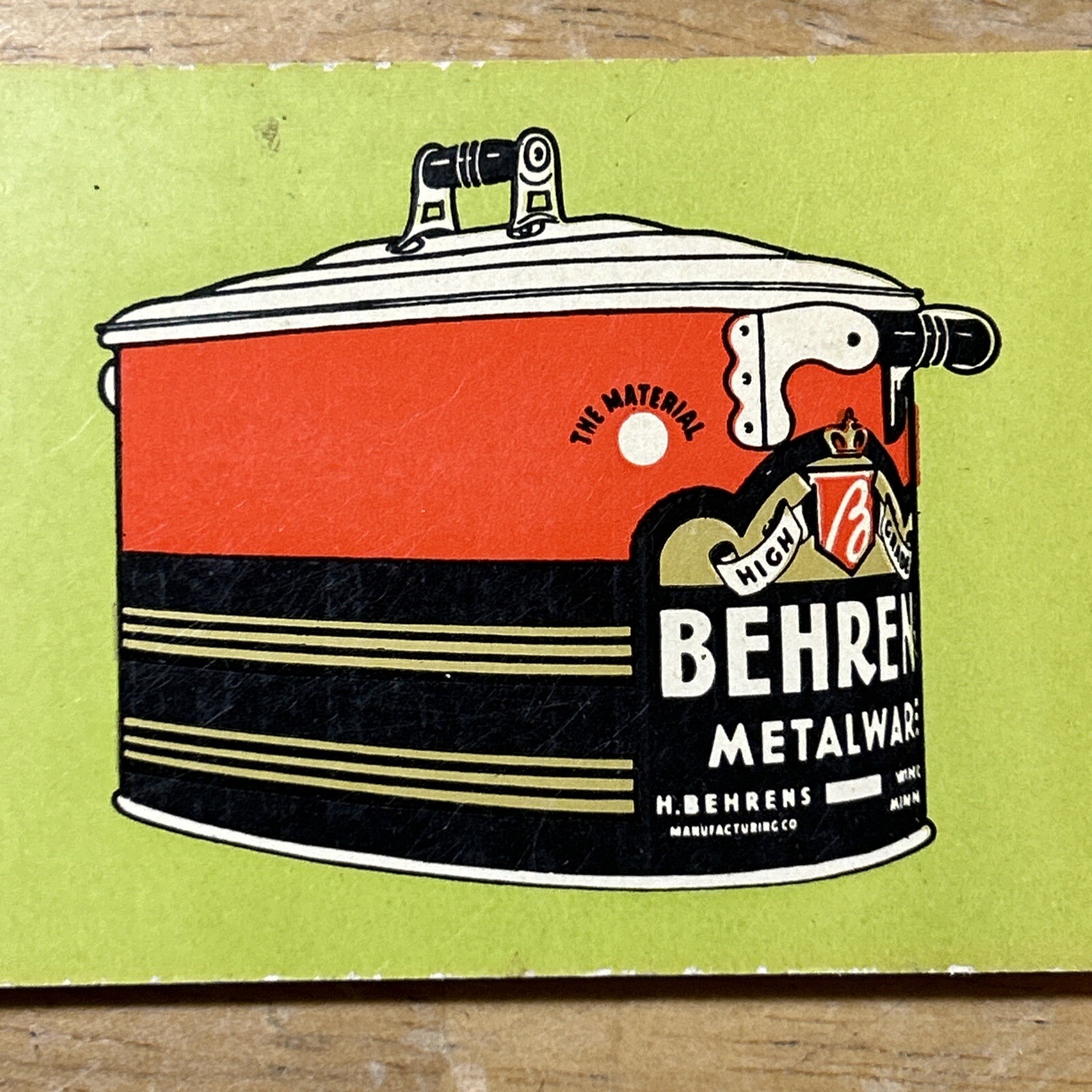 BEHRENS METALWARE Galvanized Steel Advertising Pocket Book Winona Minnesota