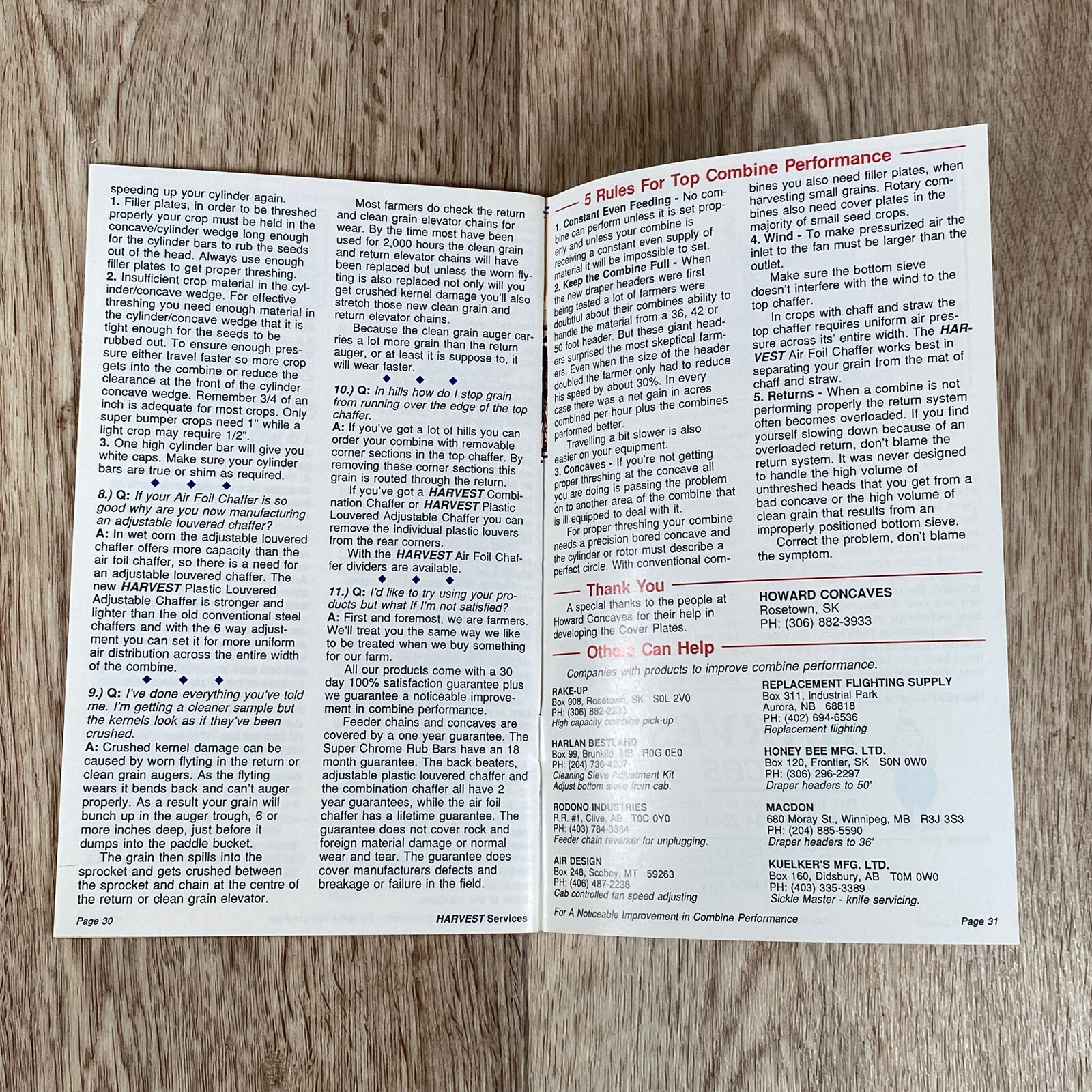 Combine Brochure Booklet Harvest Services Corp. 1980s, Printed in Canada