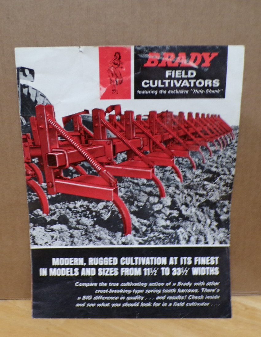 1968 Brady Field Cultivators Colored Dealer Brochure Des Moines Iowa Agriculture