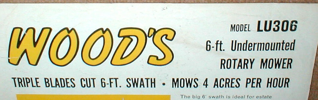 Wood&rsquo;s Brothers LU306 Rotary Mower Undermounted Tractor 4 Page Dealer Brochure