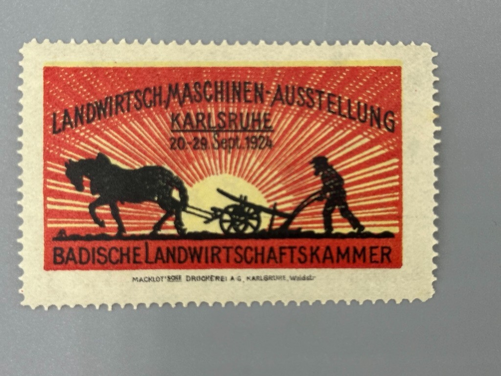1911-1924 GERMAN Agricultural FARM EXPO Advertising POSTER STAMP Antique