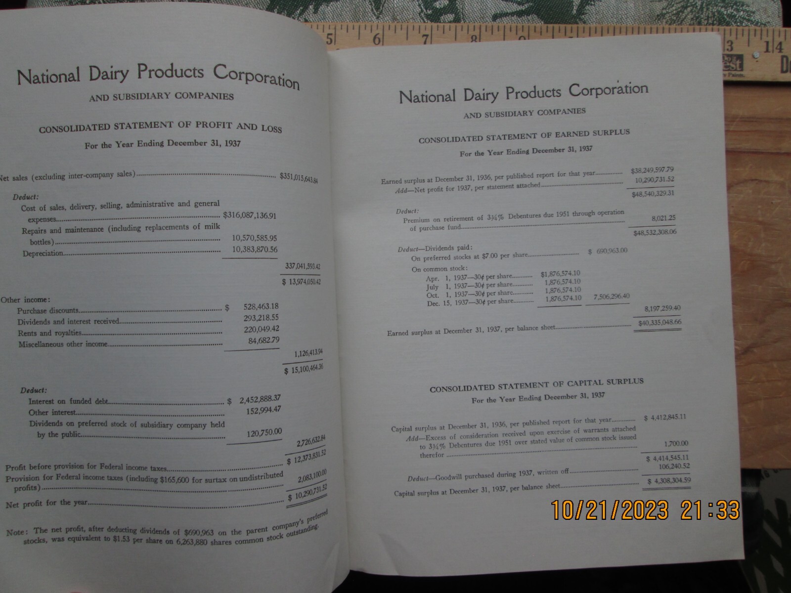National dairy products corp New York annual report 1937