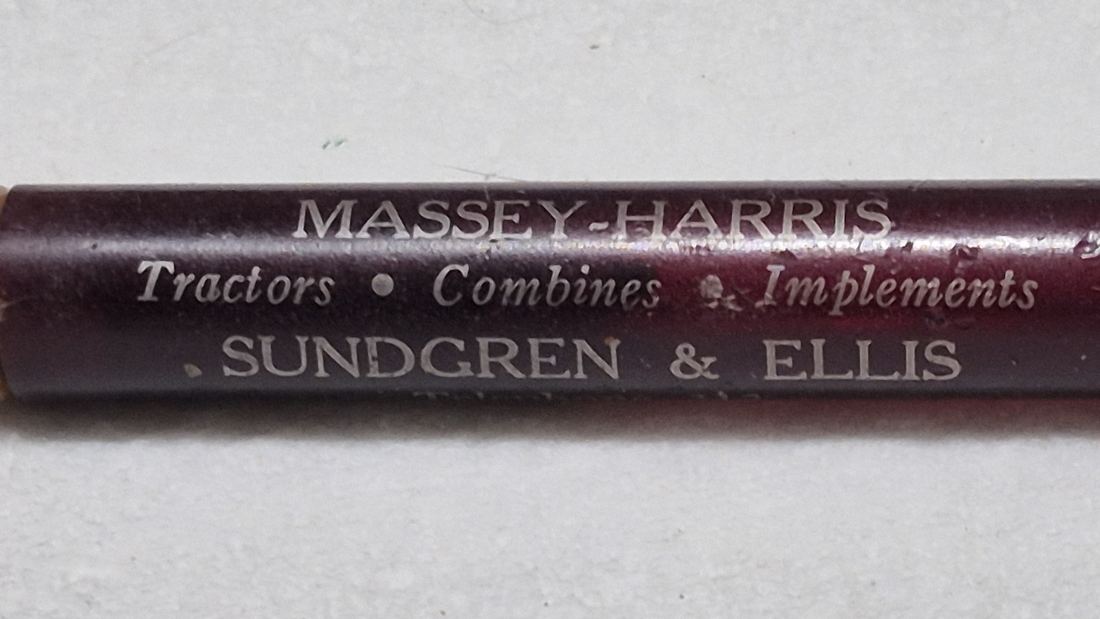 « MASSEY-HARRIS * Sungren & Ellis & Phone 312 * Greensburg, Kansas » Bullet Pencil