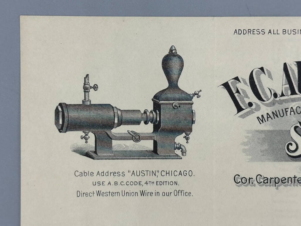 1897 F C AUSTIN STEAM PUMPS Antique Advertising Letter Farm Brewery Mining