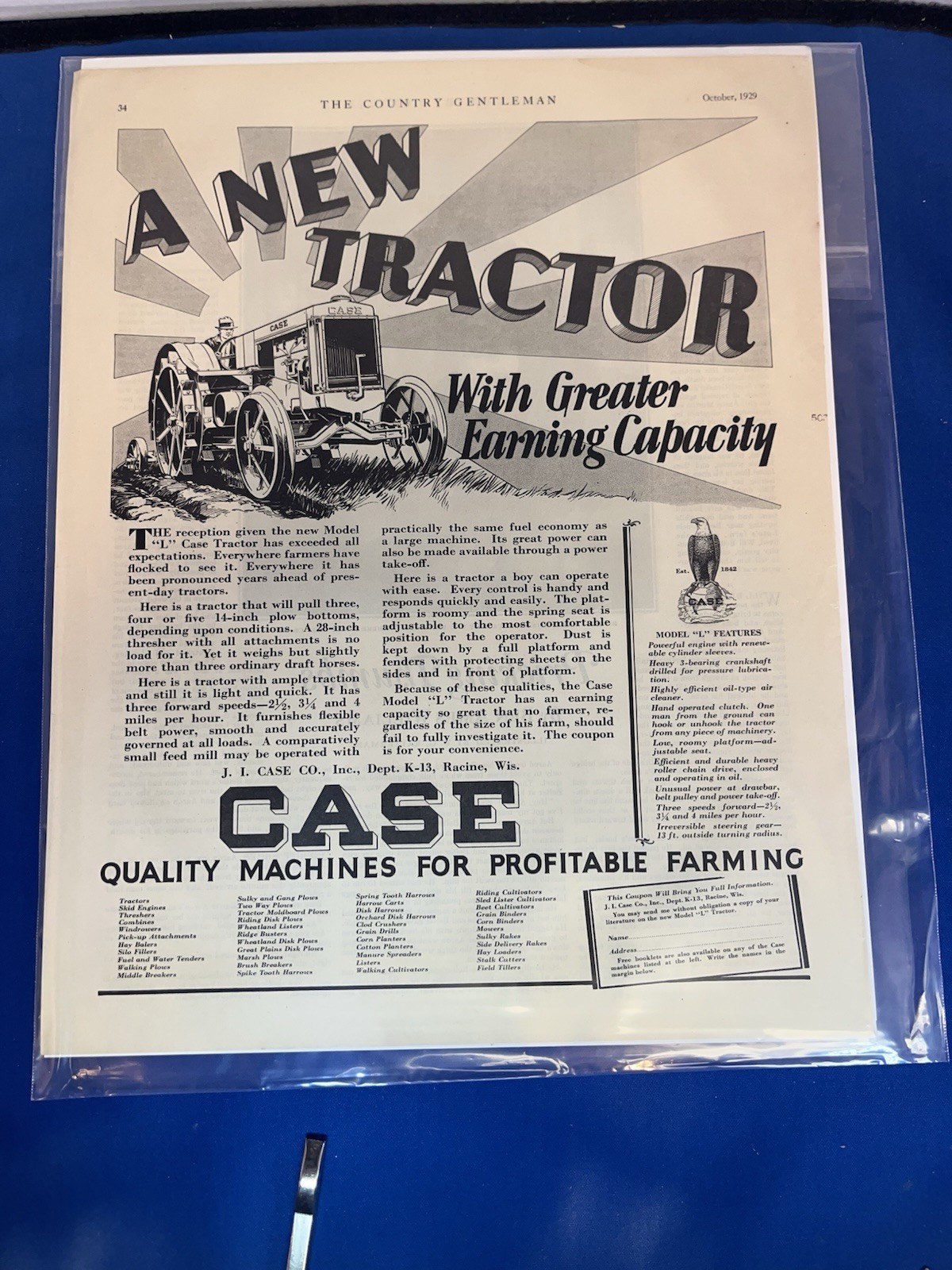 A LOT OF 18 VINTAGE ORIGINAL FARM MACHINE ADS-A MUST LOOK!-1897 TO 1940