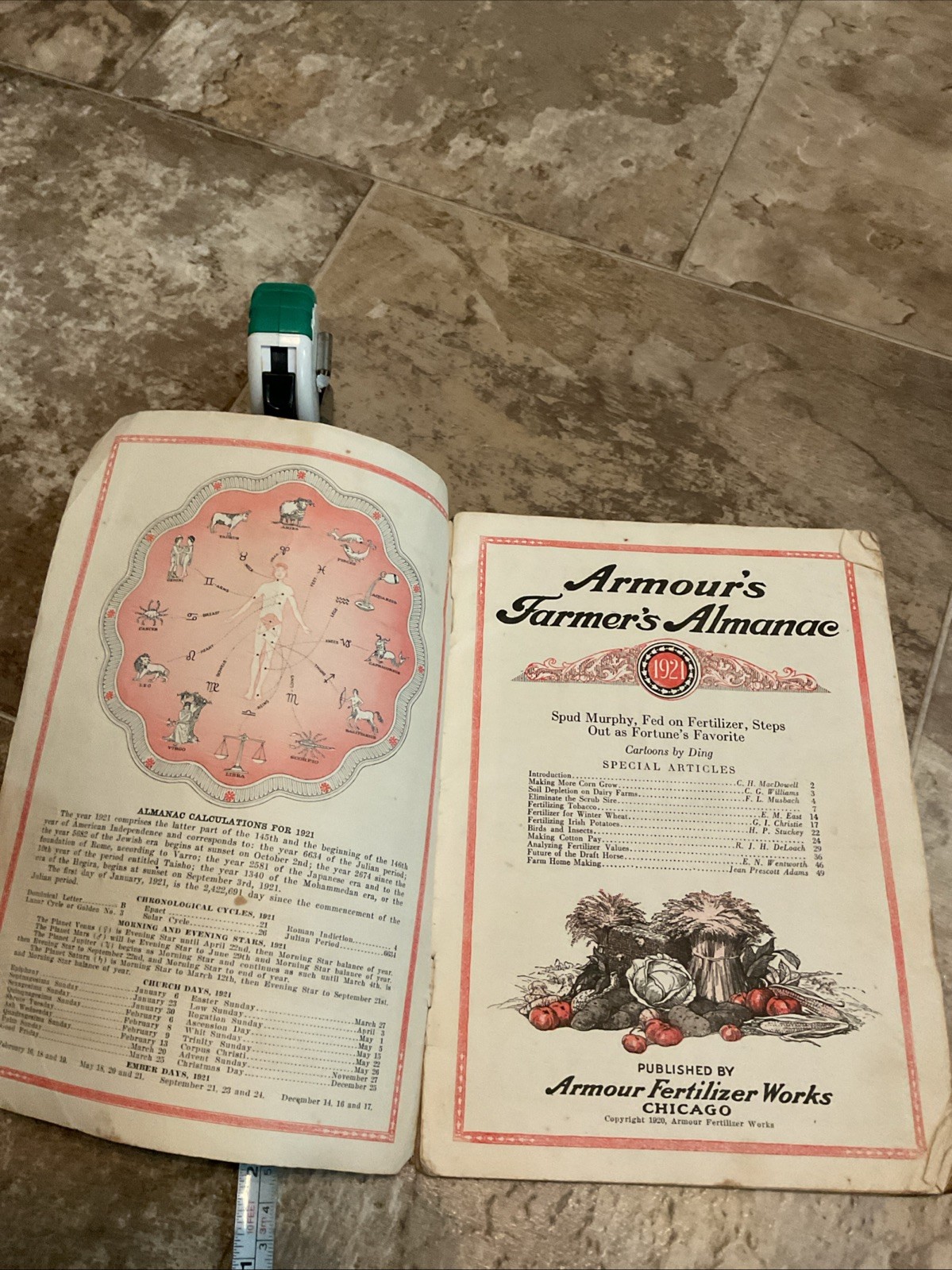 Vintage Antique 1921 Armours Farmers Almanac Horses Cartoons Beef Cuts
