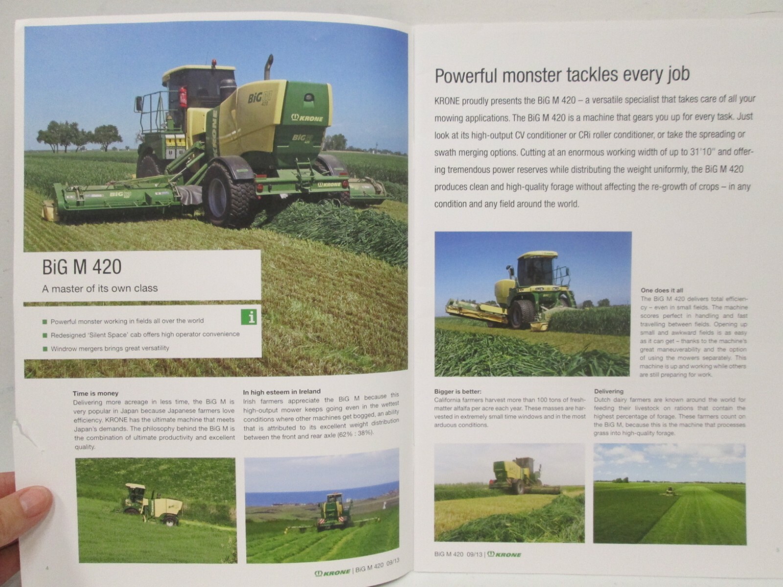 Krone Big M 420 Mower Conditioner Tractor Sales Brochure Agriculture 2013 Specs