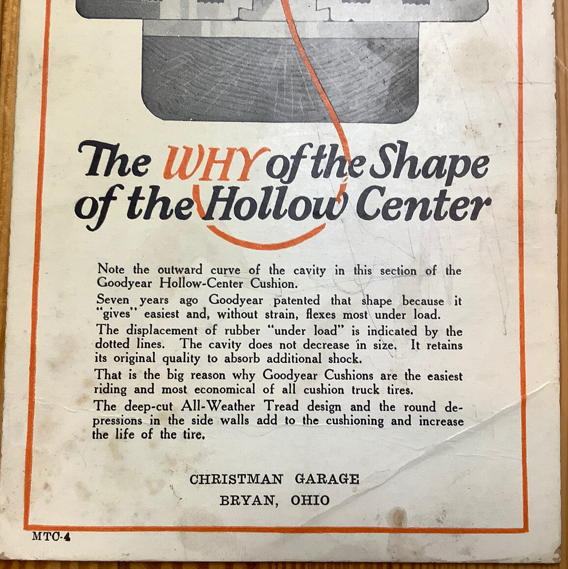 1940s Advertising Card Goodyear Hollow Center Cushion INV-P030