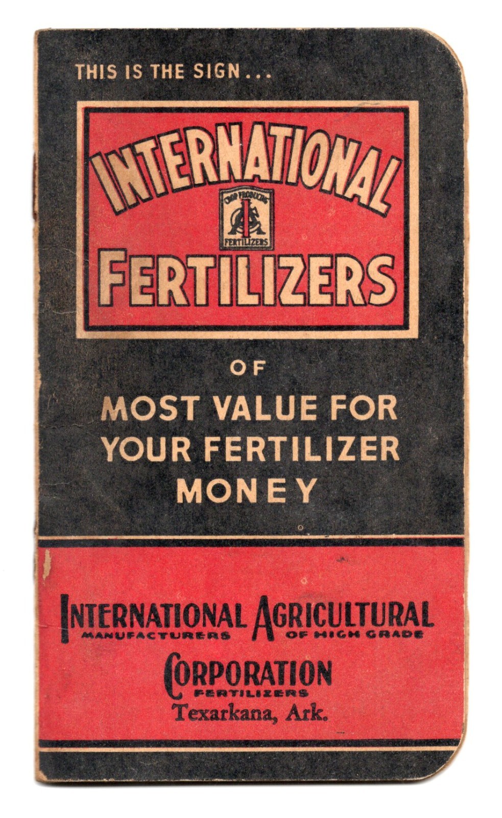 1930s – International Agriculture Corp Texarkana Arkansas Notepad – XL2R