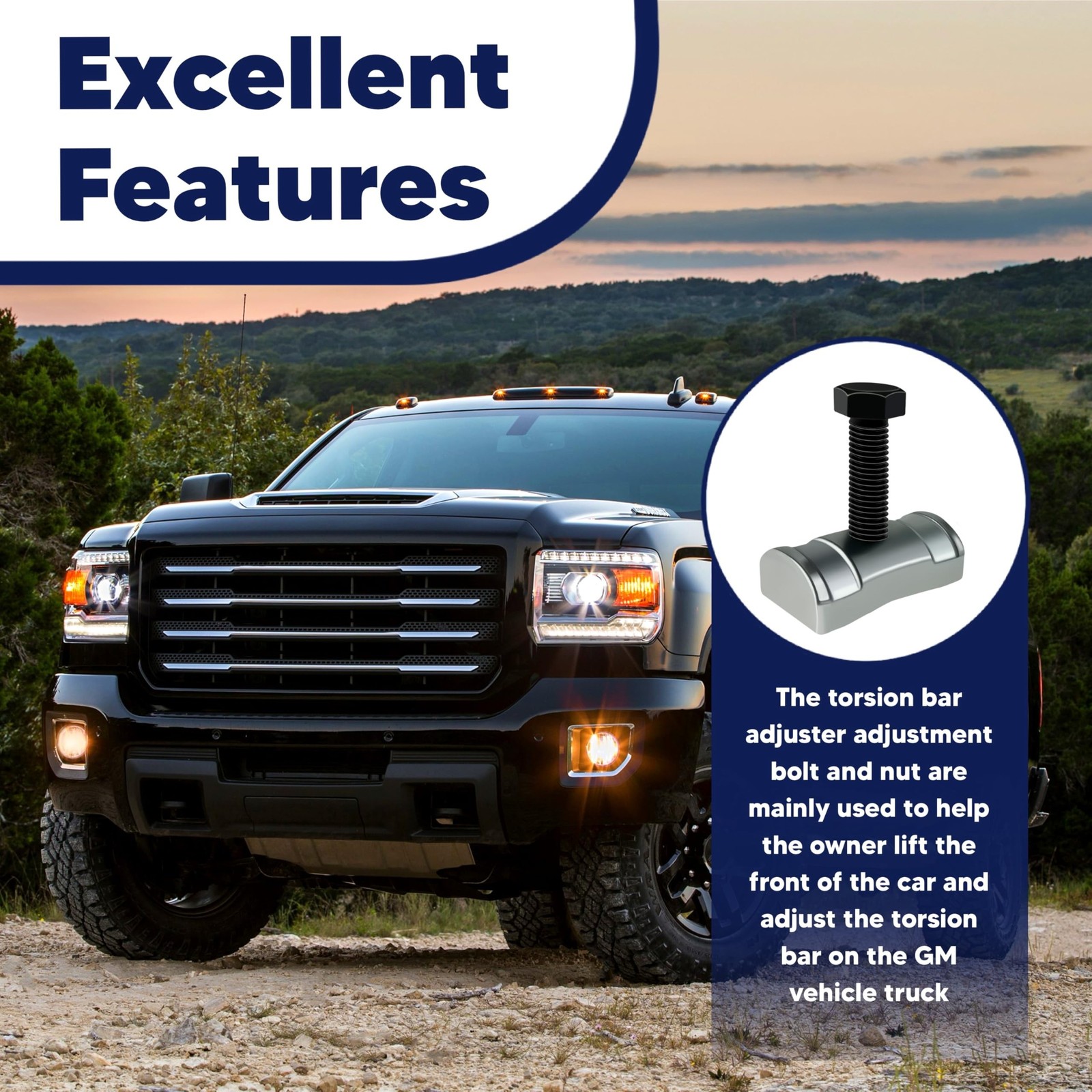 Torsion Bar Adjustment Bolt and Lock Nut Fit for Chevrolet Silverado Tahoe GM…